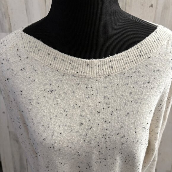 LOFT Women's Size Large Boatneck Long Sweater Ivory Speckle Yarn Knit - Picture 2 of 7